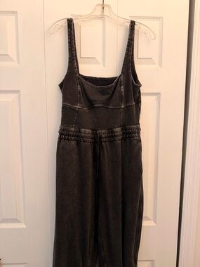 Free People Washed Black Sleeveless Jumpsuit